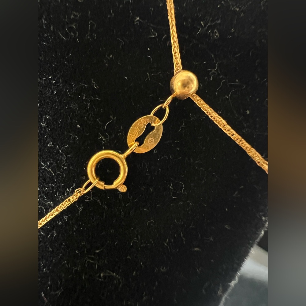 18K Solid Gold Dainty Solitaire Necklace • Adjustable 14–19 in - Picture 4 of 16